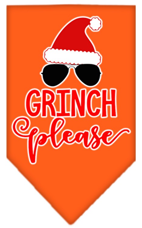 Grinch Please Screen Print Bandana Orange Small